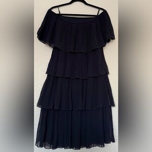 Frank Lyman Design Midnight Blue Off Shoulder Ribbed Dress Size 10